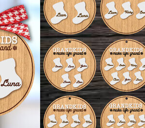 Intra απο ξύλο plywood  Χρώμα wenge 3mm-4mm πάχος - Χριστουγεννιάτικο στολίδι του παππού και της γιαγιάς κόψιμο με λέιζερ Δίασταση 6x6 cm INTRAFABR-89311937