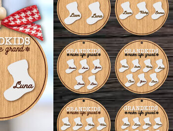 Intra απο ξύλο plywood  Χρώμα wenge 3mm-4mm πάχος - Χριστουγεννιάτικο στολίδι του παππού και της γιαγιάς κόψιμο με λέιζερ Δίασταση 6x6 cm INTRAFABR-89311937 - Image 1