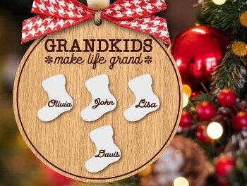 Intra απο ξύλο plywood  Χρώμα wenge 3mm-4mm πάχος - Χριστουγεννιάτικο στολίδι του παππού και της γιαγιάς κόψιμο με λέιζερ Δίασταση 6x6 cm INTRAFABR-89311937 - Image 2