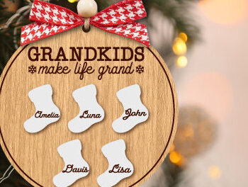 Intra απο ξύλο plywood  Χρώμα wenge 3mm-4mm πάχος - Χριστουγεννιάτικο στολίδι του παππού και της γιαγιάς κόψιμο με λέιζερ Δίασταση 6x6 cm INTRAFABR-89311937 - Image 3