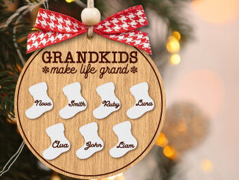 Intra απο ξύλο plywood  Χρώμα wenge 3mm-4mm πάχος - Χριστουγεννιάτικο στολίδι του παππού και της γιαγιάς κόψιμο με λέιζερ Δίασταση 6x6 cm INTRAFABR-89311937 - Image 4