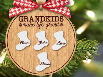 Intra απο ξύλο plywood  Χρώμα wenge 3mm-4mm πάχος - Χριστουγεννιάτικο στολίδι του παππού και της γιαγιάς κόψιμο με λέιζερ Δίασταση 6x6 cm INTRAFABR-89311937 - Image 5