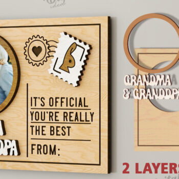 Intra απο ξύλο plywood Χρώμα wenge 3mm-4mm πάχος - με μαγνήτη φωτογραφιών παππούδων και γιαγιάδων Δίασταση 30x20 cm INTRAFABR-27963905 - Image 2