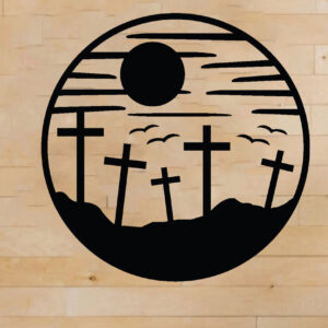 Intra απο ξύλο plywood  Χρώμα wenge 3mm-4mm πάχος - Λίμα κοπής με λέιζερ Grave Cross, Διακόσμηση τοίχου Δίασταση 40x50 cm INTRAFABR-98257208