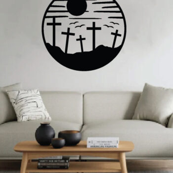 Intra απο ξύλο plywood  Χρώμα wenge 3mm-4mm πάχος - Λίμα κοπής με λέιζερ Grave Cross, Διακόσμηση τοίχου Δίασταση 40x50 cm INTRAFABR-98257208 - Image 2