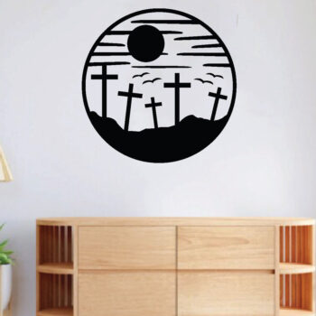 Intra απο ξύλο plywood  Χρώμα wenge 3mm-4mm πάχος - Λίμα κοπής με λέιζερ Grave Cross, Διακόσμηση τοίχου Δίασταση 40x50 cm INTRAFABR-98257208 - Image 3