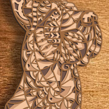 Intra απο ξύλο plywood  Χρώμα wenge 3mm-4mm πάχος - Great Dane Dog Multilayer /Zentangle Δίασταση 30x20 cm INTRAFABR-112552890 - Image 1