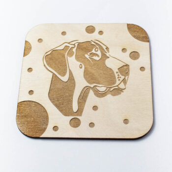 Intra απο ξύλο plywood  Χρώμα wenge 3mm-4mm πάχος - Σουβέρ κεφαλιού Great Dane, χαραγμένο Δίασταση 20x20 cm INTRAFABR-118736102 - Image 1