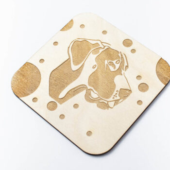 Intra απο ξύλο plywood  Χρώμα wenge 3mm-4mm πάχος - Σουβέρ κεφαλιού Great Dane, χαραγμένο Δίασταση 20x20 cm INTRAFABR-118736102 - Image 2