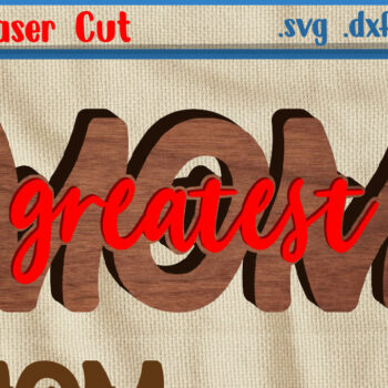 Intra απο ξύλο plywood  Χρώμα wenge 3mm-4mm πάχος - Greatest Mom - Dxf Eps Ai Δίασταση 12x4 cm INTRAFABR-62885016 - Image 1