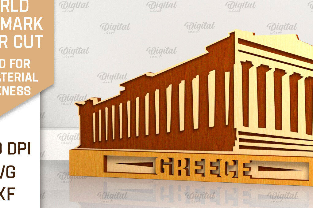 Intra απο ξύλο plywood  Χρώμα wenge 3mm-4mm πάχος - Greece Landmark Δίασταση 30x20 cm INTRAFABR-63193413