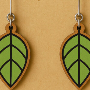 Intra απο ξύλο plywood  Χρώμα wenge 3mm-4mm πάχος - Πράσινα φύλλα Σκουλαρίκια Cut Δίασταση 3x3 cm INTRAFABR-119190285