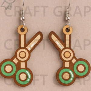 Intra απο ξύλο plywood  Χρώμα wenge 3mm-4mm πάχος - Green Scissors Earrings – Craft Time Δίασταση 3x3 cm INTRAFABR-119190253