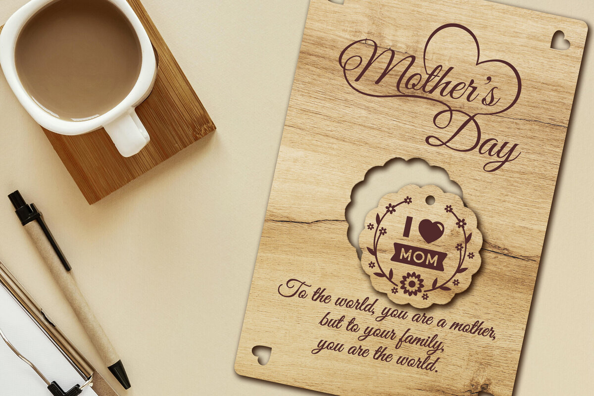 Intra απο ξύλο plywood  Χρώμα wenge 3mm-4mm πάχος - Ευχετήρια κάρτα για την Ημέρα της Μητέρας Δίασταση 4x6 cm INTRAFABR-72715468