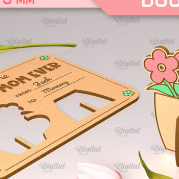 Intra απο ξύλο plywood  Χρώμα wenge 3mm-4mm πάχος - Ευχετήρια κάρτα λέιζερ. Μπουκέτο λουλουδιών Δίασταση 10x15 cm INTRAFABR-112568211 - Image 1