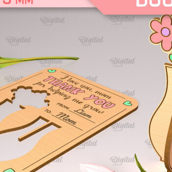 Intra απο ξύλο plywood  Χρώμα wenge 3mm-4mm πάχος - Ευχετήρια κάρτα λέιζερ. Μπουκέτο λουλουδιών Δίασταση 10x15 cm INTRAFABR-125136123 - Image 1