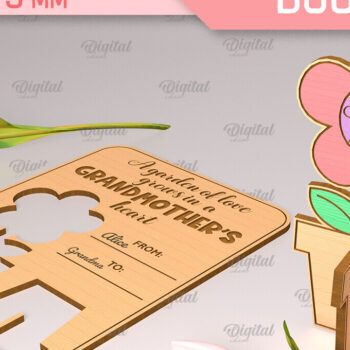 Intra απο ξύλο plywood  Χρώμα wenge 3mm-4mm πάχος - Ευχετήρια κάρτα λέιζερ. Μπουκέτο λουλουδιών Δίασταση 10x15 cm INTRAFABR-112322788 - Image 1