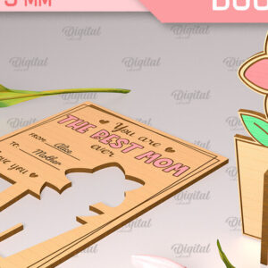 Intra απο ξύλο plywood  Χρώμα wenge 3mm-4mm πάχος - Ευχετήρια κάρτα λέιζερ. Μπουκέτο λουλουδιών Δίασταση 10x15 cm INTRAFABR-112322736