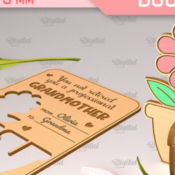 Intra απο ξύλο plywood Χρώμα wenge 3mm-4mm πάχος - Ευχετήρια κάρτα λέιζερ. Μπουκέτο λουλουδιών Δίασταση 10x15 cm INTRAFABR-112322742 - Image 1