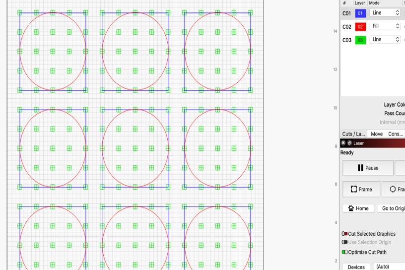 Intra απο ξύλο plywood  Χρώμα wenge 3mm-4mm πάχος - Πλέγμα για σουβέρ στο Lightburn Δίασταση 20x20 cm INTRAFABR-112322243