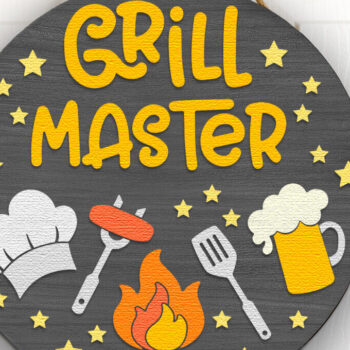 Intra απο ξύλο plywood  Χρώμα wenge 3mm-4mm πάχος - Grill Master , Summer Door Sign DXF Δίασταση 20x20 cm INTRAFABR-73763768 - Image 2