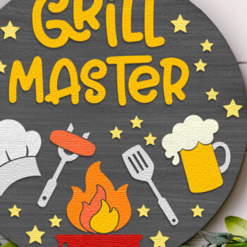 Intra απο ξύλο plywood  Χρώμα wenge 3mm-4mm πάχος - Grill Master , Summer Door Sign DXF Δίασταση 20x20 cm INTRAFABR-73763768 - Image 3