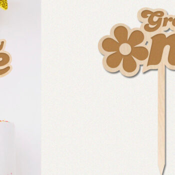 Intra απο ξύλο plywood Χρώμα wenge 3mm-4mm πάχος - Groovy One Cake Topper , 1α γενέθλια Δίασταση 20x20 cm INTRAFABR-119190164 - Image 1