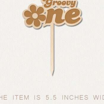 Intra απο ξύλο plywood Χρώμα wenge 3mm-4mm πάχος - Groovy One Cake Topper , 1α γενέθλια Δίασταση 20x20 cm INTRAFABR-119190164 - Image 2