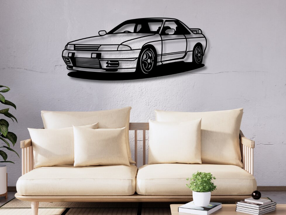 Intra απο ξύλο plywood  Χρώμα wenge 3mm-4mm πάχος - GTR R32 Car Silhouette Dxf Δίασταση 20x20 cm INTRAFABR-119190406