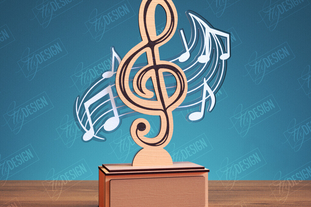 Intra απο ξύλο plywood  Χρώμα wenge 3mm-4mm πάχος - Guitar Award Trophy Design Δίασταση 30x20 cm INTRAFABR-75546254