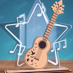 Intra απο ξύλο plywood  Χρώμα wenge 3mm-4mm πάχος - Guitar Award Trophy Design Δίασταση 30x20 cm INTRAFABR-75546272