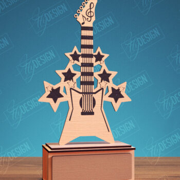 Intra απο ξύλο plywood  Χρώμα wenge 3mm-4mm πάχος - Guitar Award Trophy Design Δίασταση 30x20 cm INTRAFABR-75546323 - Image 1