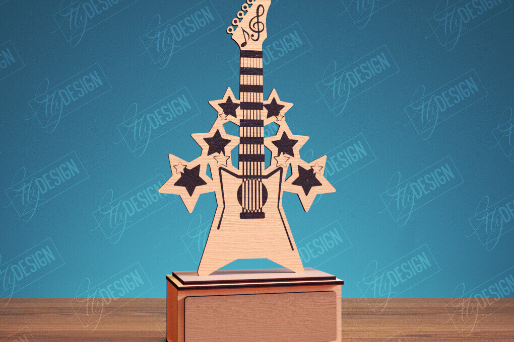 Intra απο ξύλο plywood  Χρώμα wenge 3mm-4mm πάχος - Guitar Award Trophy Design Δίασταση 30x20 cm INTRAFABR-75546323