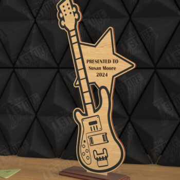 Intra απο ξύλο plywood  Χρώμα wenge 3mm-4mm πάχος - Βραβείο Κιθάρας Τρόπαιο | Προσωποποιημένη Ανταμοιβή Δίασταση 20x20 cm INTRAFABR-75546355 - Image 1