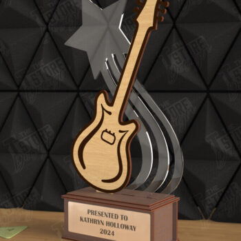 Intra απο ξύλο plywood  Χρώμα wenge 3mm-4mm πάχος - Βραβείο Κιθάρας Τρόπαιο | Προσωποποιημένη Ανταμοιβή Δίασταση 20x20 cm INTRAFABR-75546095 - Image 1