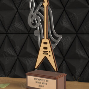 Intra απο ξύλο plywood  Χρώμα wenge 3mm-4mm πάχος - Βραβείο Κιθάρας Τρόπαιο | Προσωποποιημένη Ανταμοιβή Δίασταση 20x20 cm INTRAFABR-75546420