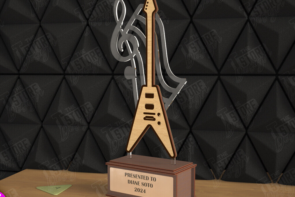 Intra απο ξύλο plywood  Χρώμα wenge 3mm-4mm πάχος - Βραβείο Κιθάρας Τρόπαιο | Προσωποποιημένη Ανταμοιβή Δίασταση 20x20 cm INTRAFABR-75546420