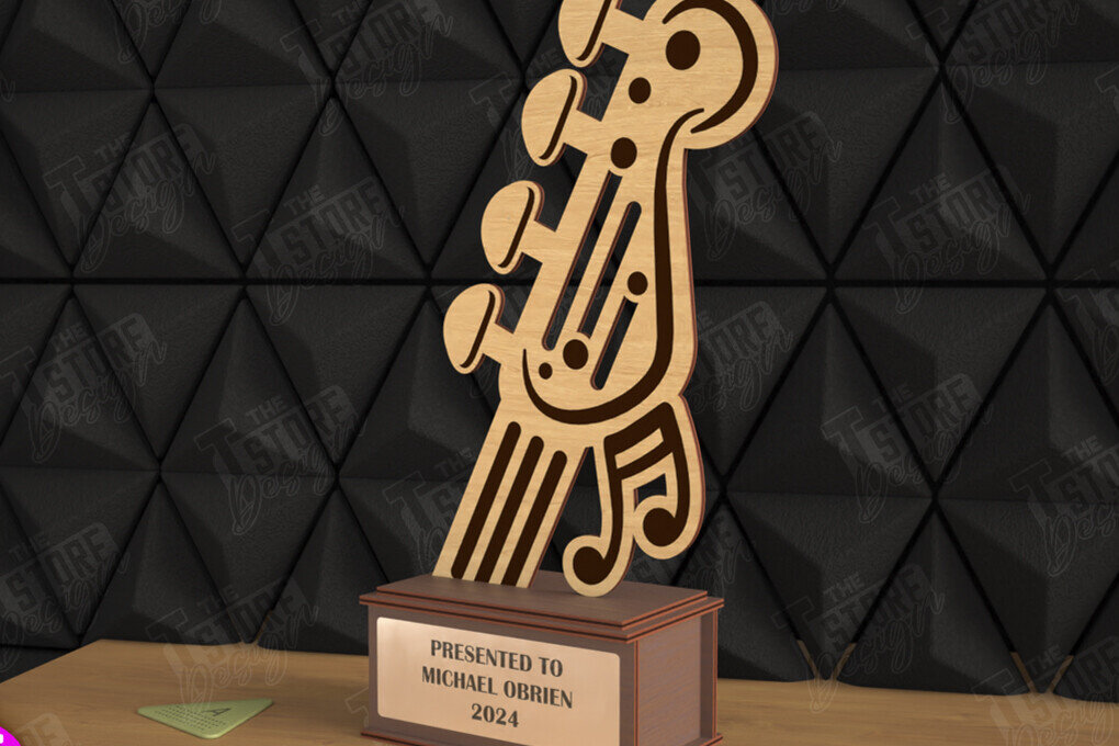 Intra απο ξύλο plywood  Χρώμα wenge 3mm-4mm πάχος - Βραβείο Κιθάρας Τρόπαιο | Προσωποποιημένη Ανταμοιβή Δίασταση 20x20 cm INTRAFABR-75546431