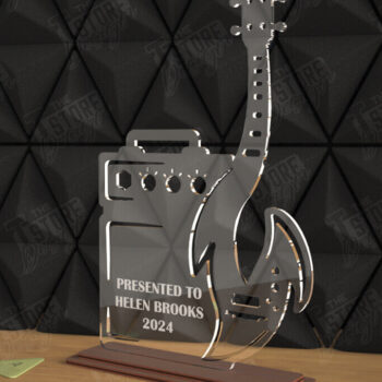 Intra απο ξύλο plywood  Χρώμα wenge 3mm-4mm πάχος - Βραβείο Κιθάρας Τρόπαιο | Προσωποποιημένη Ανταμοιβή Δίασταση 20x20 cm INTRAFABR-75546439 - Image 1