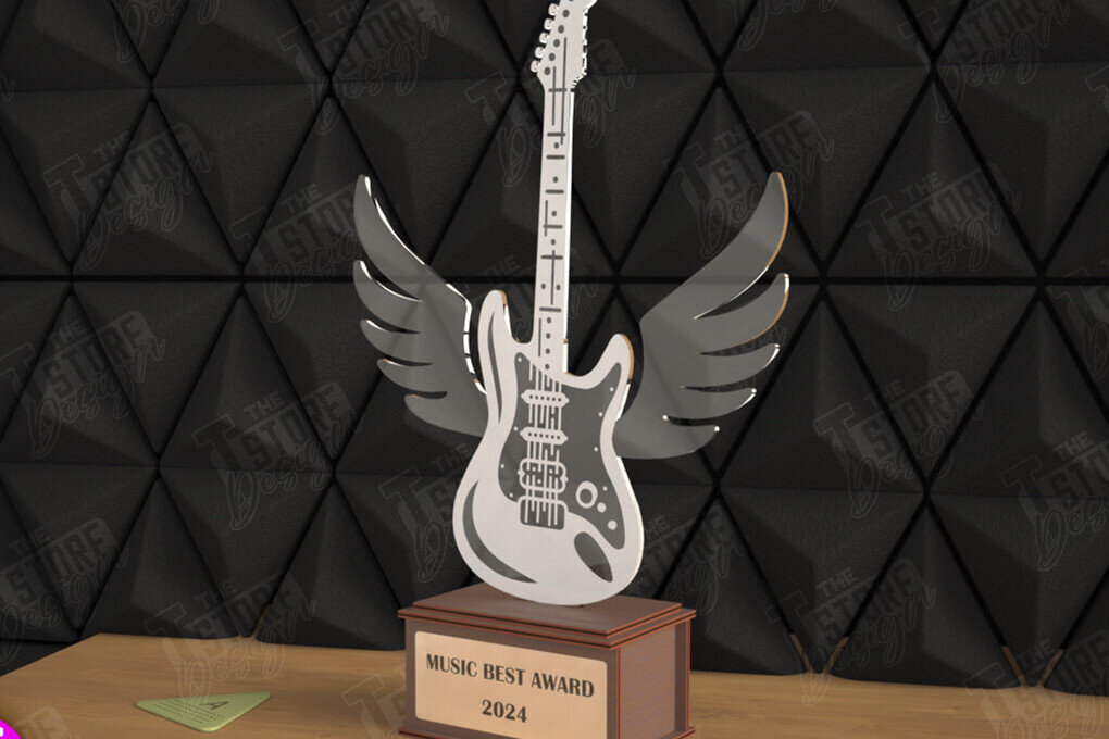 Intra απο ξύλο plywood  Χρώμα wenge 3mm-4mm πάχος - Βραβείο Κιθάρας Τρόπαιο | Προσωποποιημένη Ανταμοιβή Δίασταση 20x20 cm INTRAFABR-75546456