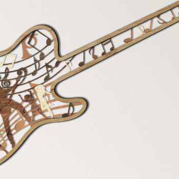 Intra απο ξύλο plywood  Χρώμα wenge 3mm-4mm πάχος - Κιθάρα - με λέιζερ πολλαπλών στρώσεων Δίασταση 9x26 cm INTRAFABR-75546189 - Image 1