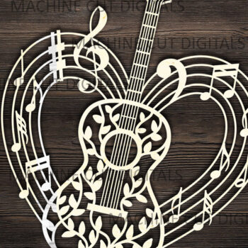 Intra απο ξύλο plywood  Χρώμα wenge 3mm-4mm πάχος - Κιθάρα Musical Heart Shape Δίασταση 20x20 cm INTRAFABR-75546058 - Image 1