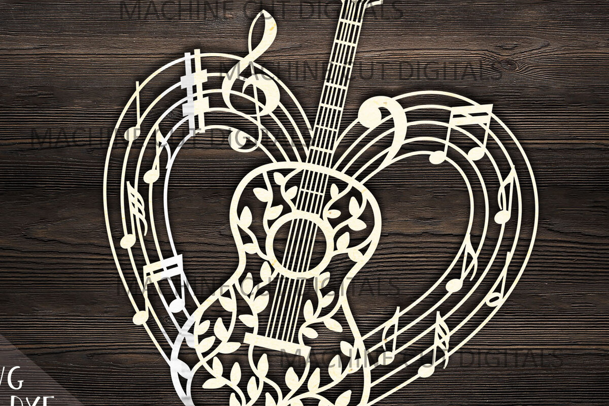 Intra απο ξύλο plywood  Χρώμα wenge 3mm-4mm πάχος - Κιθάρα Musical Heart Shape Δίασταση 20x20 cm INTRAFABR-75546058