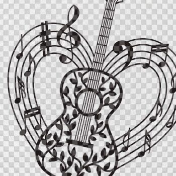 Intra απο ξύλο plywood  Χρώμα wenge 3mm-4mm πάχος - Κιθάρα Musical Heart Shape Δίασταση 20x20 cm INTRAFABR-75546058 - Image 2