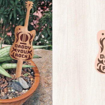 Intra απο ξύλο plywood Χρώμα wenge 3mm-4mm πάχος - Πινακίδα Guitar Plant | Cake Topper για τον μπαμπά Δίασταση 75x4 cm INTRAFABR-105416975 - Image 1