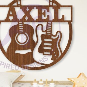 Intra απο ξύλο plywood  Χρώμα wenge 3mm-4mm πάχος - Κιθάρες με θέμα όνομα Laser Δίασταση 30x20 cm INTRAFABR-34076651 - Image 1