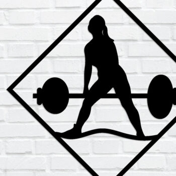 Intra απο ξύλο plywood  Χρώμα wenge 3mm-4mm πάχος - Gym Dumbbell Wall Art Sign Δίασταση 40x50 cm INTRAFABR-10534437 - Image 1