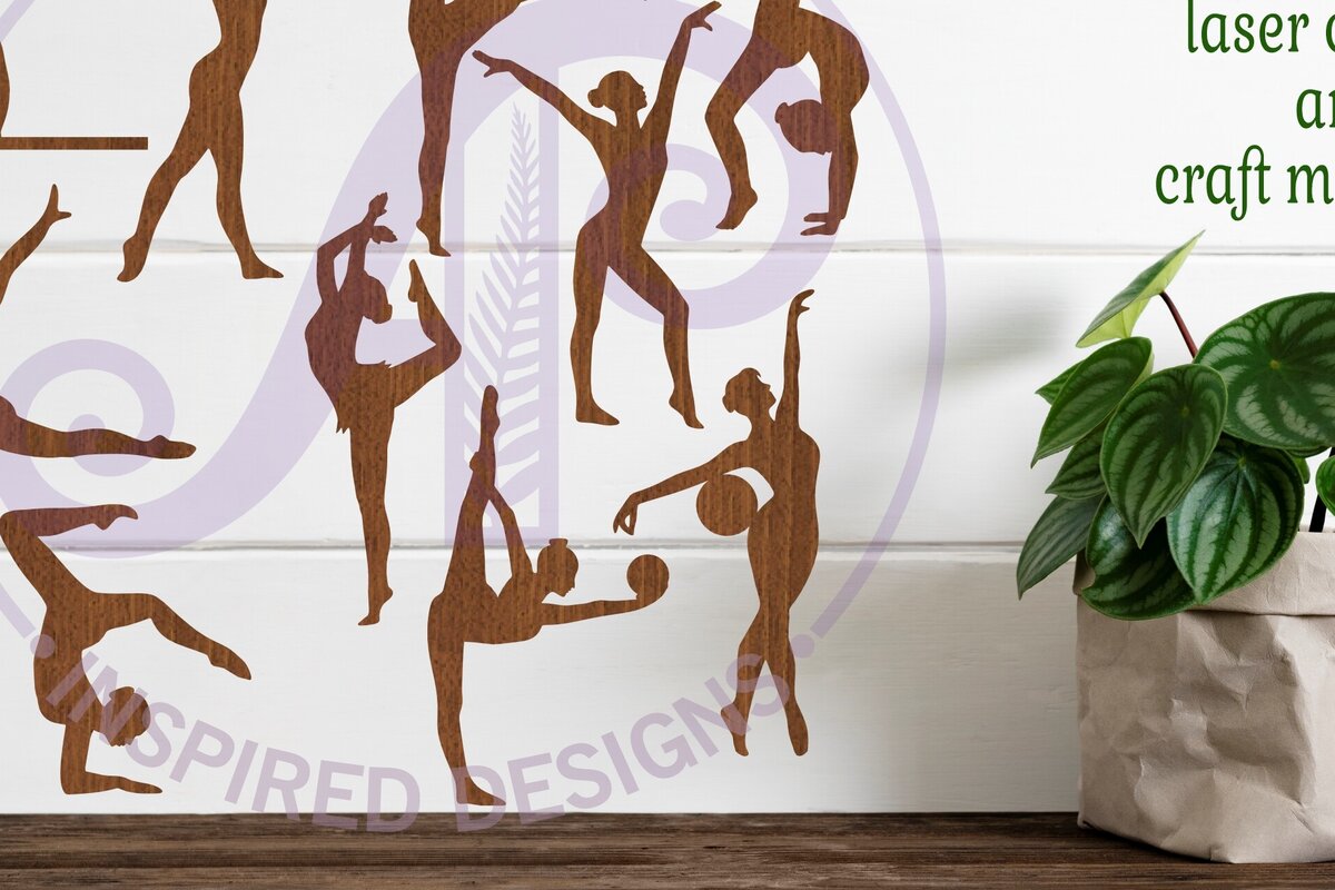 Intra απο ξύλο plywood  Χρώμα wenge 3mm-4mm πάχος - Gymnast Silhouette Shapes X 10 Δίασταση 30x20 cm INTRAFABR-82947504