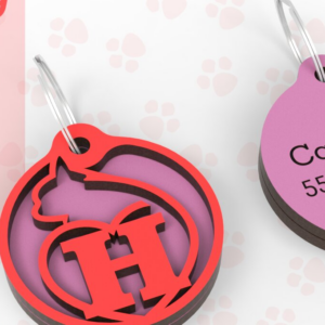 Intra απο ξύλο plywood  Χρώμα wenge 3mm-4mm πάχος - H | Ετικέτα αναγνώρισης γάτας | κοπής με λέιζερ | Δίασταση 20x20 cm INTRAFABR-29438637