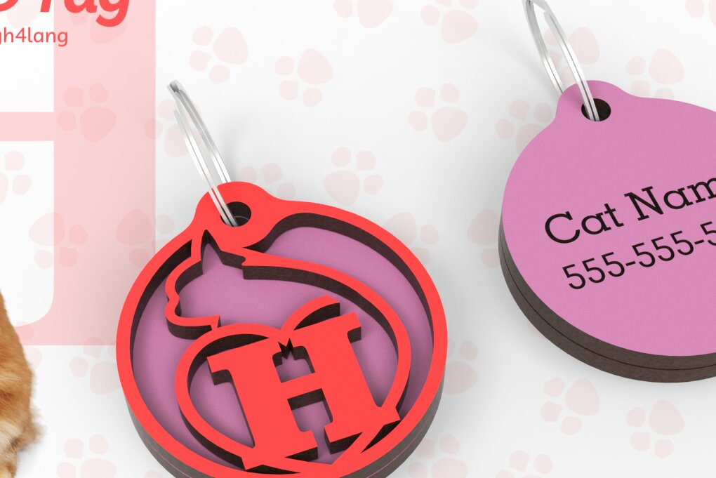 Intra απο ξύλο plywood  Χρώμα wenge 3mm-4mm πάχος - H | Ετικέτα αναγνώρισης γάτας | κοπής με λέιζερ | Δίασταση 20x20 cm INTRAFABR-29438637